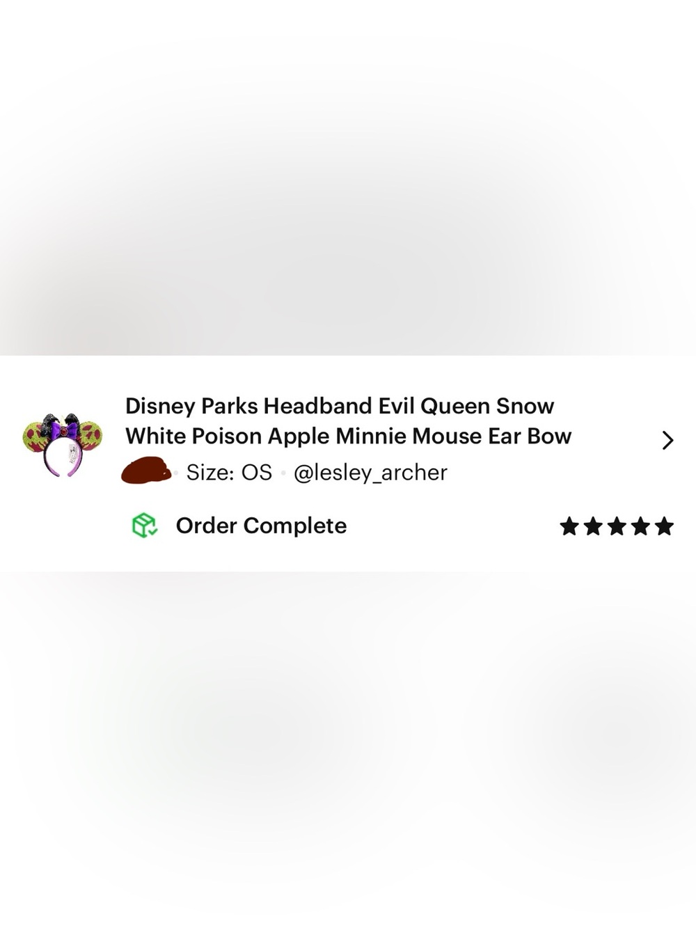 Disney Parks Headband Evil Queen Snow White Poison Apple Minnie Mouse Ear Bow - Picture 4 of 4